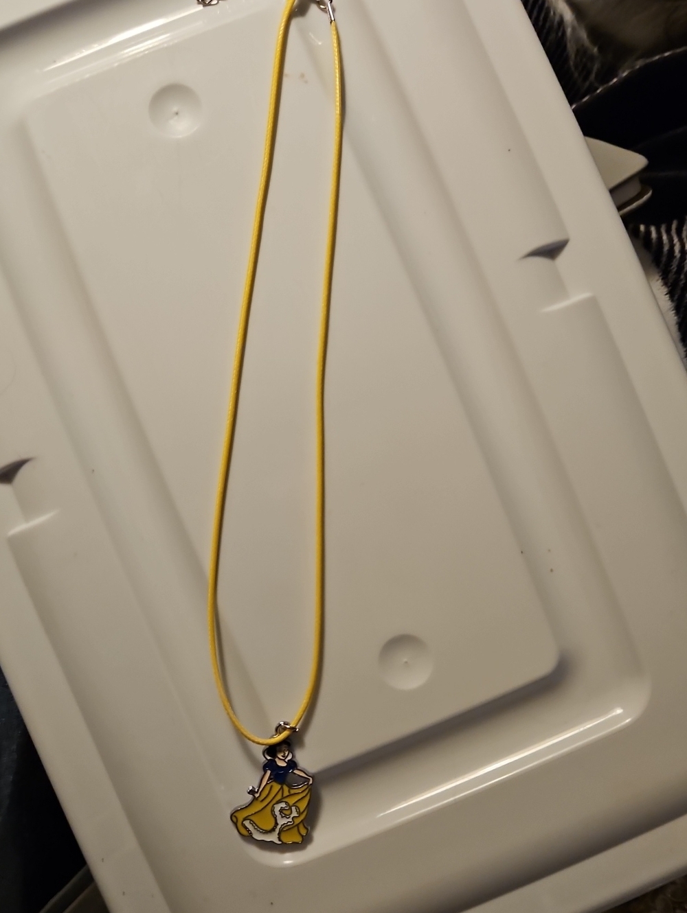 Yellow Enamel Snow White Pendant Necklace for Girls